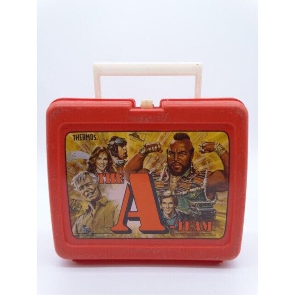 The A-Team Thermos Vintage Lunch Box Red Plastic 1983 No Thermos Bottle